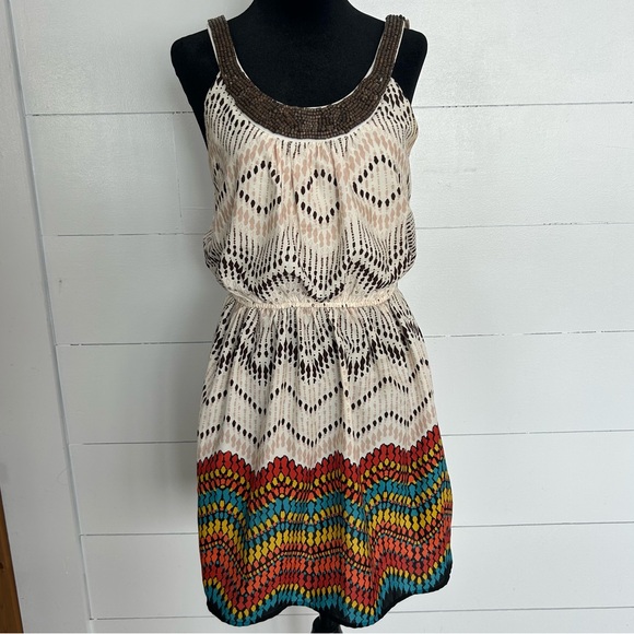 Three Hearts Dresses & Skirts - Bohemian Multicolored, Beaded, Three Pink Hearts brand dress size small